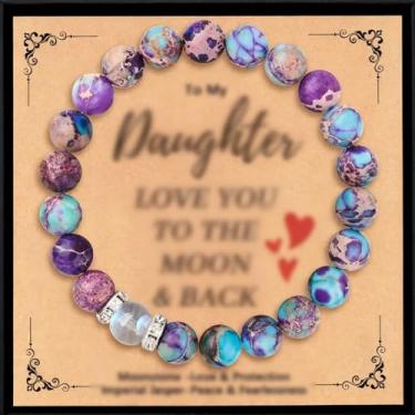 Imagem de Presente de Natal para filha do pai ou da mãe, pulseiras de pedras preciosas naturais, presentes de aniversário para filha, mãe, irmã, sobrinha, tia, esposa, namorada, avó, 8MM, Pedra, Sem Pedra