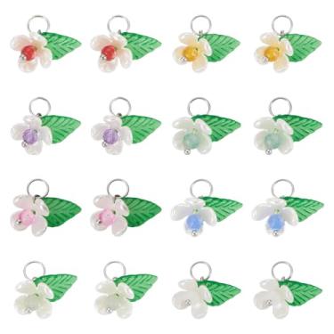 Imagem de 40 pingentes florais de pedras preciosas com folha acrílica trompete pingentes florais para pulseira, colar, brinco, joias, 15 mm, orifício: 4,5 mm