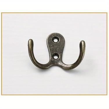 Imagem de 3 conjuntos de ganchos de cabeça dupla para parede/porta com parafusos, casaco, chave, bolsa, toalha, chapéu, máscara, 53 mm (bronze antigo)