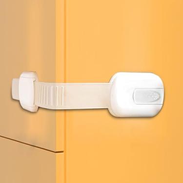 Imagem de Trava de gaveta de segurança antiaperto, trava protetora multifuncional para porta de armário fivela branca