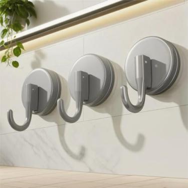 Imagem de Pacote com 3 ganchos de ventosa para chuveiro, ventosa removível para parede/janela/vidro/espelho/azulejo, para pendurar roupão de banho e bucha, para banheiro ou cozinha, cinza