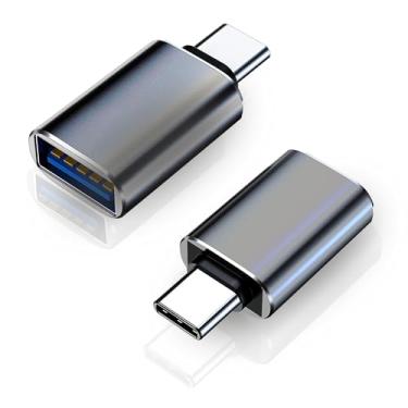 Imagem de Adaptador USB C para USB Pacote com 2 adaptadores USB C macho para USB3 fêmea compatível com iPhone 16 Pro Max Pro Air 2023 iMac iPad mini Pro, outros dispositivos tipo C ou Thunderbolt 4/3, cinza