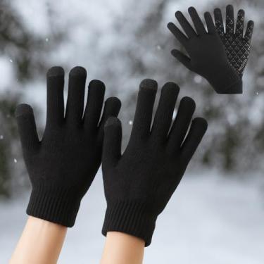 Imagem de Luvas para clima frio para mulheres e homens – Luvas quentes para tela sensível ao toque, partículas de silicone na palma da mão, antiderrapantes para dirigir, caminhar, correr, andar de bicicleta