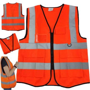 Imagem de Colete Faixa Sinalizador Epi Blusao Fluorescente Segurança Trabalho Obra Estacionamento Transito Gua