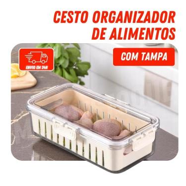Imagem de Organizador De Geladeira 3,7L Tampa De Acrílico E Drenagem