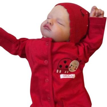 Imagem de Bebê Reborn Boneca Realista Rosale De Olhos Fechados Em Silicone Com B