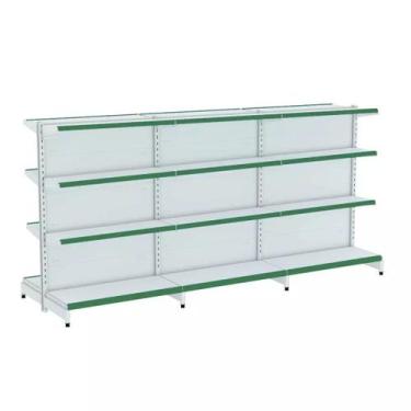 Imagem de Gondola Centro 137 Fit Ate 3 Metros Branco 24 Bandeja Pe Verde - AMAPÁ