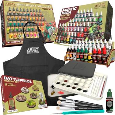 Imagem de The Army Painter, Pacote Ultimate Starter, Incl: Warpaints Fanatic & Speedpaint 2.0 Mega Set, Wet Palette XL, Base Battlefield, Masterclass DryBrushes, Avental preto, 2 pincéis, Brush on Primer