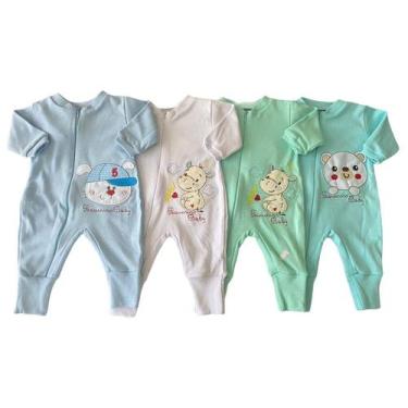 Imagem de Kit Macacão Bordado em Suedine 4 Peças Bebê - Pequenino Baby, Azul, P