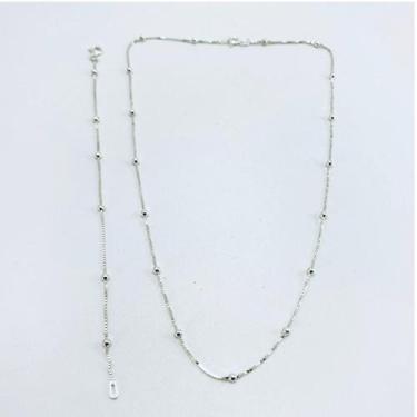 Imagem de Conj.Colar e Pulseira Infantil Bolinha Prata Legitima 925 - Lojas La+N