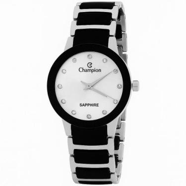 Imagem de Relógio Feminino Champion Prata Aço Inoxidável e Cerâmica Mostrador Pr