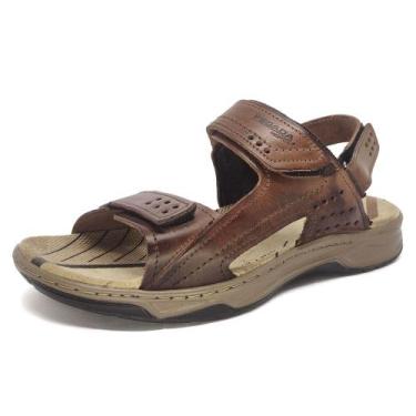 Imagem de Sandália Pegada Masculina Couro Amortech 132257, Marrom, 43