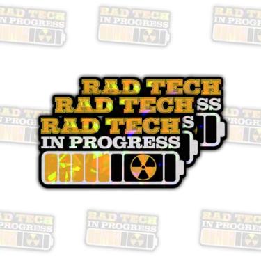 Imagem de 3 adesivos Rad Tech in Progress, adesivo de raio-x tecnólogo, radiologia, adesivos de tecnologia de raios-X à prova d'água cortados para laptop, garrafa de água, telefone, carro, caderno de notas