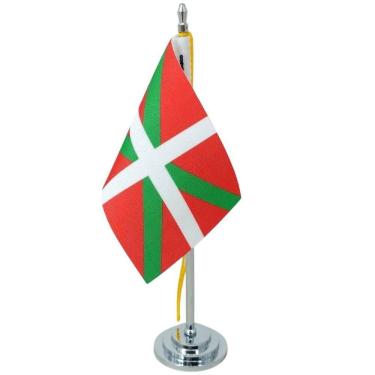 Imagem de Mini Bandeira Mesa País Basco Com 8cm X 5,5cm E 15cm Mastro