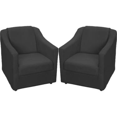 Imagem de Kit 2 Poltronas Mila Pé De Plástico Cromado - Preto Suede