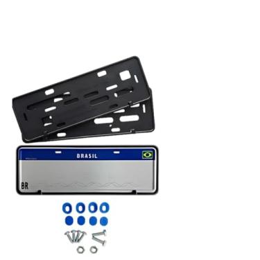 Imagem de Suporte Moldura Placa De Carro Mercosul Lacres E Parafusos