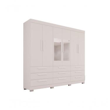 Imagem de Roupeiro Dinamarca Com Espelho 6 Portas 9 Gavetas Salleto Branco