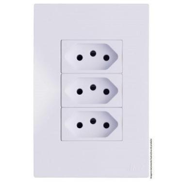 Imagem de Conjunto Tomada Tripla 10A 4X2 Recta Branco Brg11216-1Br - Blux Recta 