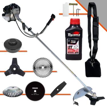 Imagem de Cortador de Grama Profissional À Gasolina 2 Tempos Toyama TBC43H 43cc 1,7HP 12.000rpm Roçadeira Multifuncional Com 6 Opções de Cortes + ÓLEO TOYAMA 2T
