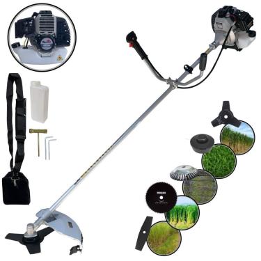 Imagem de Roçadeira Toyama TBC43H 43cc 12.000rpm 1,7HP de Potência Multifunções Com Carretel e Faca 3 Pontas + Faca 2 Pontas + Faca 80 Dentes + Escova de Aço