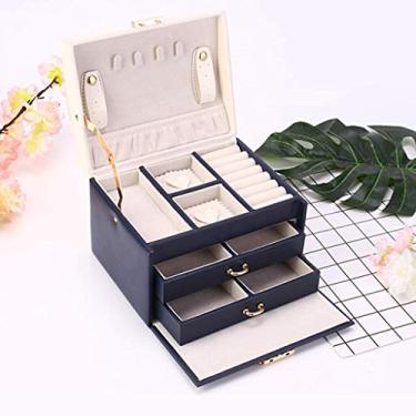 Imagem de AJMIPO Caixa de joias organizadora com pequena caixa de joias de viagem, colares, brincos, anéis, estojo, abertura de botão, embalagem de presente, Argento (Argento)