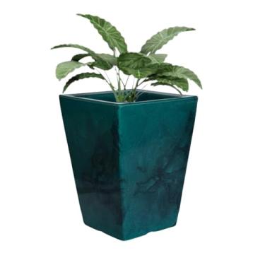 Imagem de Vaso Polietileno Plantas Jardim Coluna Quadrada Marmorizado (Verde)