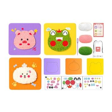Imagem de Conjunto de bonecas bordadas, conjunto de arte de artesanato de animais de pelúcia com adesivos, faça sua própria boneca, atividade educacional feita à mão para meninos e meninas