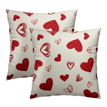 Imagem de Capas de almofada de dia dos namorados 45,7 x 45,7 cm vermelho amor coração conjunto de 2 almofadas de almofada de coração dos namorados capa de almofada quadrada para dia das mães casamento capas