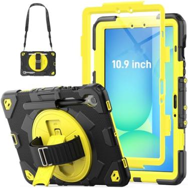 Imagem de HXCASEAC Capa resistente para Samsung Galaxy Tab S10 Lite / S10 FE / S9 FE 10 polegadas 5G | Suporte de caneta S | Protetor de tela | Alça de mão rotativa 360 | Compatível com Samsung S10 Lite/S10 FE