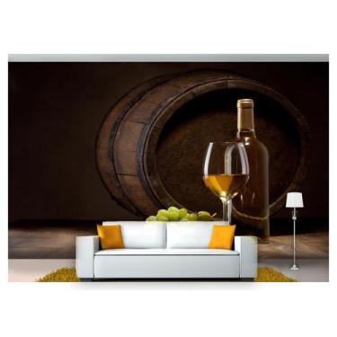 Imagem de Papel De Parede Barril Vinho Cacho De Uva 3D Al233 - Você Decora