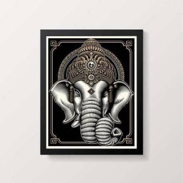Imagem de Quadro Decorativo Elefante Ganesha 45X34Cm Com Vidro Preta - Quadros O