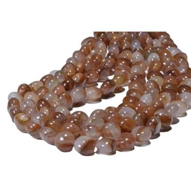 Imagem de Lady Works Fio de 33 cm de pedra natural ônix marrom, contas lisas de moeda de 10,3 x 10 x 7 mm para fazer joias DIY | Beads_02443