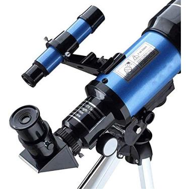 Imagem de YWangQiang Telescópio refrator portátil - óptica de vidro totalmente revestido - telescópio ideal para iniciantes - 400 mm x 70 mm (azul)