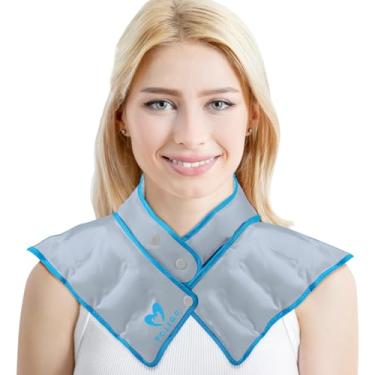 Imagem de Bolsa de gelo grande de gel e almofada de aquecimento para micro-ondas para alívio da dor no pescoço, ombro, parte superior das costas - bolsa fria pesada reutilizável para lesões - terapia de