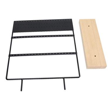 Imagem de Rack de brincos Suporte de jóias de metal Expositor Organizador Grande espaço de armazenamento para brincos pendentes Brincos de decoração para casa Expositor de joalheria Bandeja (Preta)