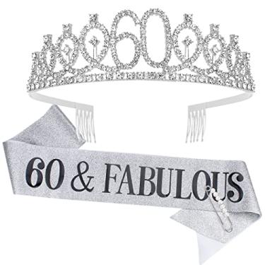Imagem de Decorações de aniversário de 60 anos, presentes de 60 anos para mulheres, decorações de 60 anos para mulheres, tiara para mulheres, presente de aniversário para mulheres, decorações de aniversário
