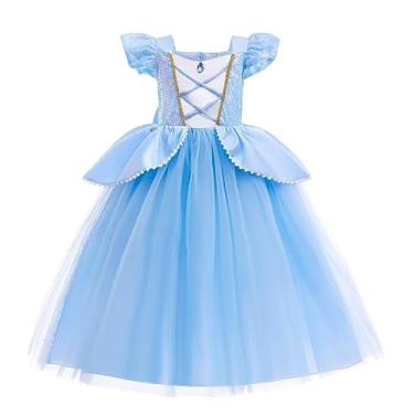 Imagem de Dressy Daisy Fantasia de princesa fantasia de Halloween azul vestido de festa de aniversário para meninas pequenas tamanho 10-12