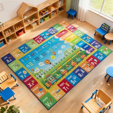 Imagem de ST. BRIDGE Educational Kids Area Rug 5x7 Feet, Non Slip Play Mat Learning with ABC Alphabet, Numbers & Animals for Preschool Toddler, Soft Washable Carpet for Playroom Nursery Classroom Bedroom