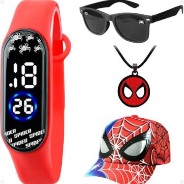 Imagem de Relógio Infantil Digital à Prova d'Água, Óculos UV, Boné Herói Ajustável, Colar e Pingente — Presente Menino