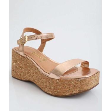 Imagem de Sandália Feminina Plataforma Metalizada Vizzano-11230, 35, Rosê