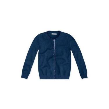 Imagem de Blusa Infantil Feminina Manga Longa Hering - Cor Creme, 10, Azul marin