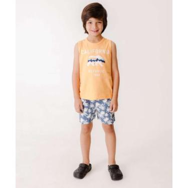 Imagem de Bermudas Infantil Estampa Coqueiros MR Tam 4 a 10-00014, Azul, 4