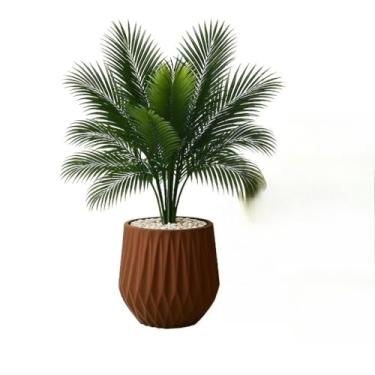 Imagem de Planta de Palmeira Artificial com Vaso de Polietileno 3D - Design Moderno com Pedras Brancas, Perfeito para Decoração de Sala e Escritórios