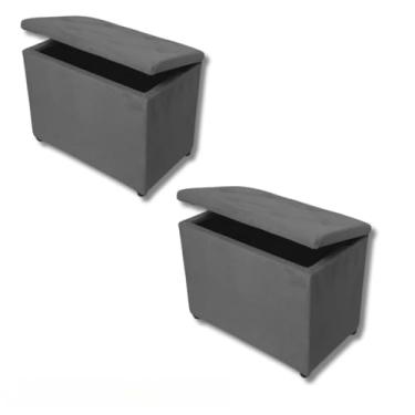 Imagem de Baú Retangular Guarda Brinquedos Organizador Sapateira Pé De Cama Decoração(Cinza Suede)