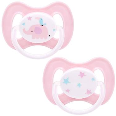 Imagem de Kit 2 Chupetas Buba Comfort Tam 1 Noturna Elefante Rosa