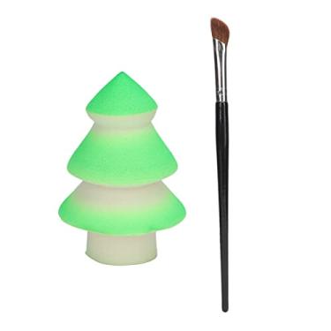 Imagem de Ainoli 2 peças de esponja de maquiagem de Natal conjunto de pincéis de sombra de nariz oblíquo macio e portátil pincel de esponjas de beleza facial
