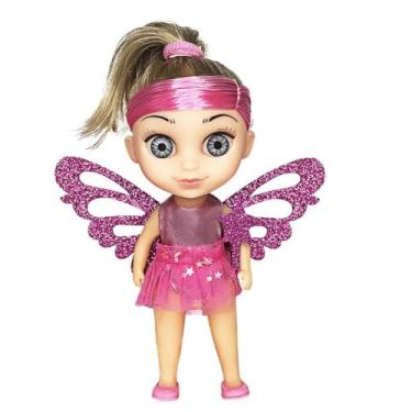 Imagem de Boneca 3 em 1, Cabelo Loiro com Mechas Rosa, 20cm, Inclui Asas Varinha e Cauda, Polietileno e Vinil, 3+ Anos