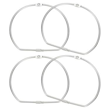 Imagem de PATIKIL 4 peças anel de fichário em forma de D, 5,2 polegadas folhas soltas fichário anéis de metal organizador de fita Washi para cartão de índice home office chaves fotos DIY recibos de papel