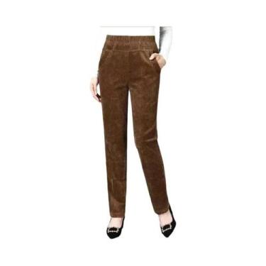 Imagem de Calças Lápis De Veludo Cotelê De Cintura Alta Para Mulheres, Outono In