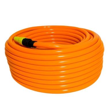 Imagem de Mangueira de Jardim Siliconada 50 Metros Laranja Kit Completo Reforçada Resistente Anti Torção(30 Metros)